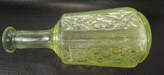ANTIQUE VAL ST LAMBERT Decanter Carafe in Canary Yellow Vaseline Glass - 7.  87 
