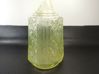 ANTIQUE VAL ST LAMBERT Decanter Carafe in Canary Yellow Vaseline Glass - 7.  87 