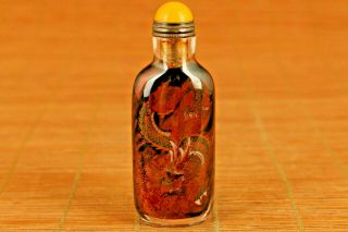Natural Crystal Han Painting Dragon Snuff Bottle