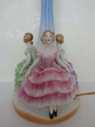 Art Deco Porcelain Lamp,  Lady Girl Figurine,  Half Doll rel. 3