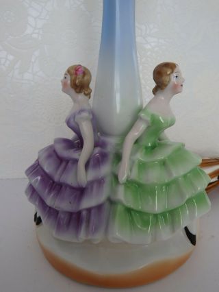 Art Deco Porcelain Lamp,  Lady Girl Figurine,  Half Doll rel. 4