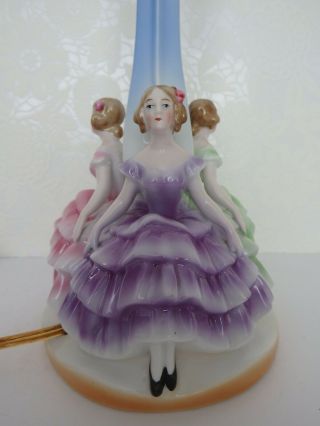 Art Deco Porcelain Lamp,  Lady Girl Figurine,  Half Doll rel. 6