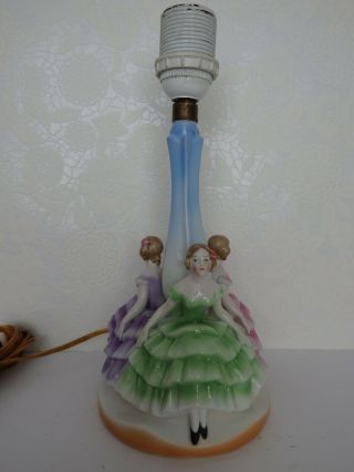 Art Deco Porcelain Lamp,  Lady Girl Figurine,  Half Doll rel. 7
