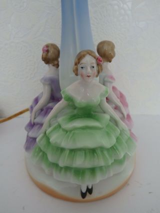 Art Deco Porcelain Lamp,  Lady Girl Figurine,  Half Doll rel. 9