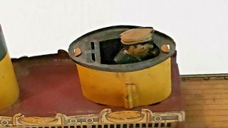 RARE VINTAGE EARLY BREMEN GERMAN WIND UP TIN TOY SHIP D.  R.  G.  M.  GERMANY SEE 3