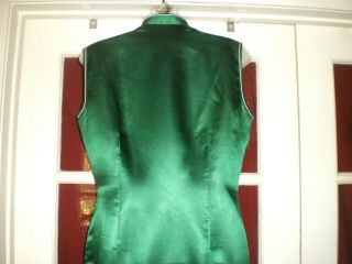 Old Chinese Embroidered Forbidden Stitch Green Silk Cheongsam Dress sz L 11