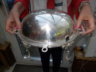 Edwardian Silver Plate Dome Top Bacon Food Warmer