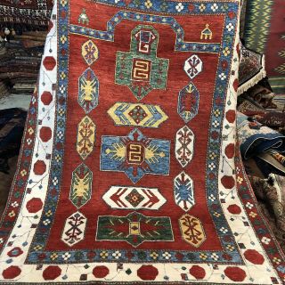 Auth: Vintage Caucasian Kazak Armenian LORI PAMBAK Organic Wool Beauty 5x8 NR 2