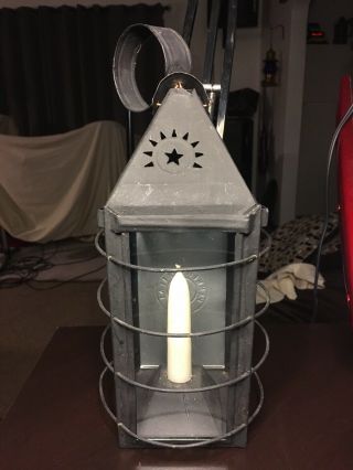 Antique Candle Lantern 19th Century Tin Primitive