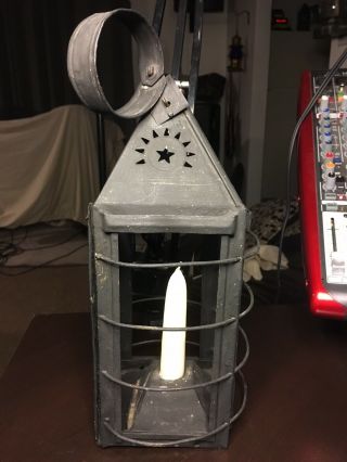 Antique Candle Lantern 19th Century Tin Primitive 2