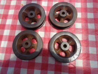 4 Vintage 4 1/2 " Industrial Machine Cast Iron Wheels/pulleys Steampunk Art