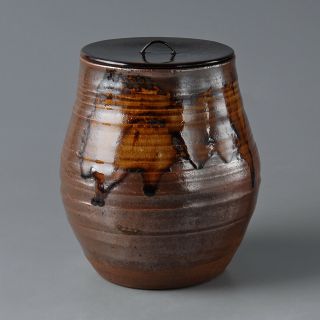 Eb194 Japanese Antique Edo Period Seto Ware Mizusashi Tea Ceremony Water Pot Jar