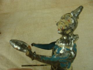 RARE ANTIQUE GUNTERMANN WIND UP TIN TOY CLOWN PULLING PIG EARLY HAND PAINTED 8