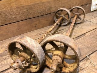 Antique Cast Iron Howe Wheels Hit Miss Engine Cart Fairbanks Maytag Iron Horse