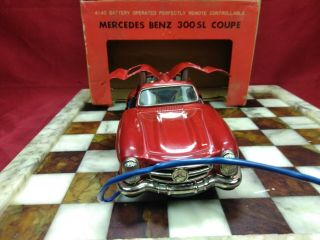 Vintage 1960 ' s Bandai Japan Battery Op.  Mercedes Benz 300 SL Coupe NM W/ BOX 7