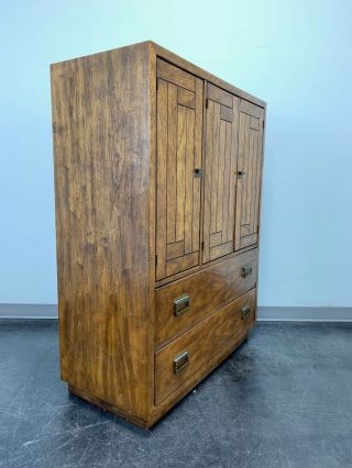 DREXEL HERITAGE Woodbriar Pecan Campaign Style Gentleman ' s Chest / Armoire 3
