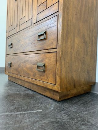 DREXEL HERITAGE Woodbriar Pecan Campaign Style Gentleman ' s Chest / Armoire 9