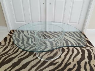 Kagan Style Mid Century Modern Coffee Table Lucite Snail Base Glass Top