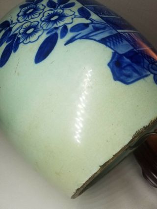 Chinese Celadon Glazed Blue Porcelain Jar Vase Lamp 5