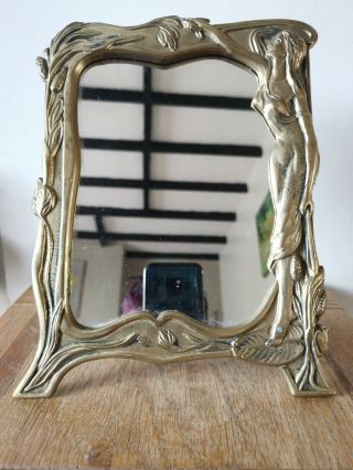 Art Nouveau Brass Maiden Mirror