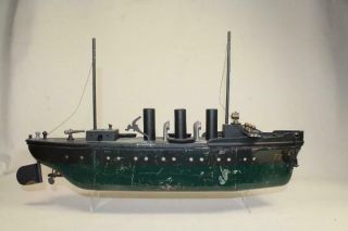Boat Orkin 19 " Battleship 72 Tin Toy Clockwork Fixer Upper