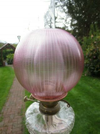 Rare Antique Cranberry Glass Duplex Oil Lamp Shade