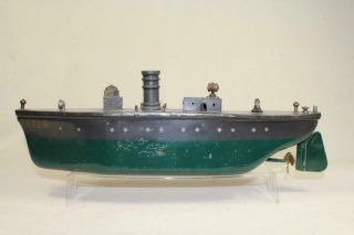 Boat Orkin 15 " Battleship 272b Tin Toy Clockwork Fixer Upper