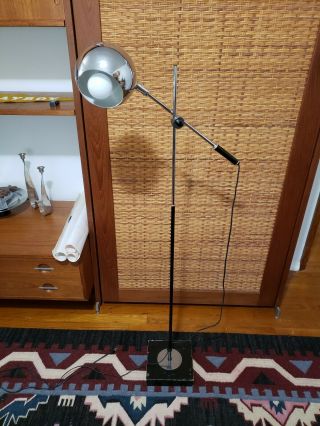 Mid Century Floor Lamp Sonneman Style Black Orb Articulating Floor Light Vintage
