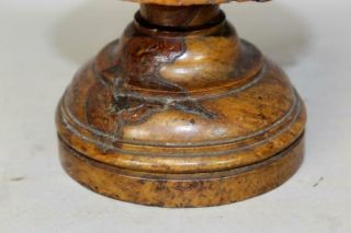 VERY RARE PILGRIM 17TH C ASH BURL TABLE TOP SEWING CUSHION AND THREAD HOLDER 8