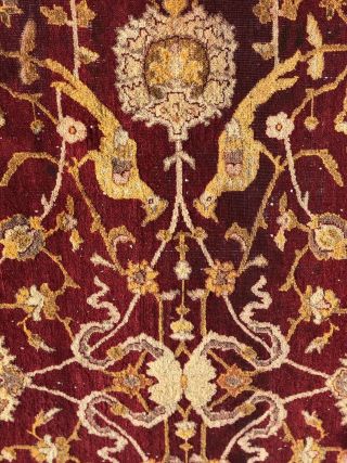 Auth: 19th C Antique Rug Rare Elegant Agra Amritsar Red 10x14 Sleek Beauty Nr