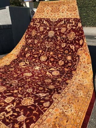 Auth: 19th C Antique Rug Rare Elegant Agra Amritsar Red 10x14 Sleek Beauty NR 2