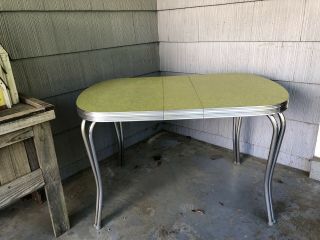 Vintage 1950 Retro Formica Dinette Kitchen Table Chartreuse Green Cracked Ice