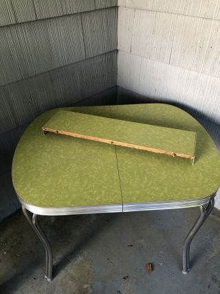 Vintage 1950 Retro Formica Dinette Kitchen Table CHARTREUSE GREEN Cracked Ice 3