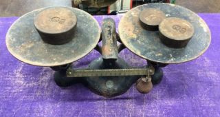 Antique Cast Iron Jacobs Brothers Ny Detecto No.  2 Balance Beam Scale W/ Weights