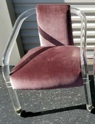 Mid Century Hollywood Glam Charles Hollis Jones Hill Mfg.  Lucite Rolling Chair