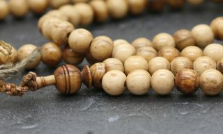 Antique Chinese Monk ' s Buffalo Bone Prayer Beads Necklace c1860s 5