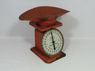 Vintage American Family 25 Pound Scale 1906 Model Red With Tray - Aged Look