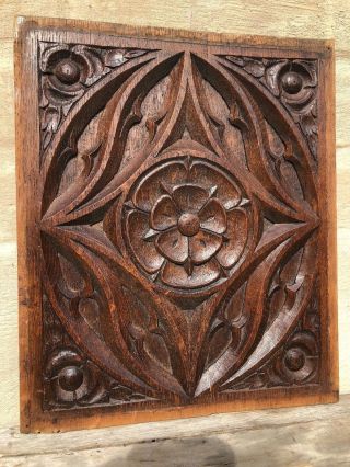 Stunning French Antique Gothic Panel In Oak Circa 1880 (8)