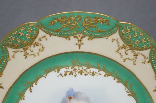 19th Century Sevres Style Hand Painted Mme de Mouchy Portrait Raised Gold Plate 5