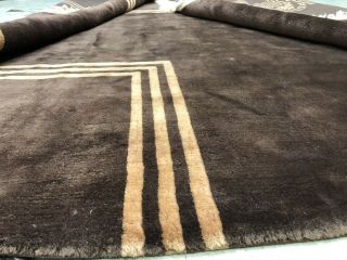 Auth: Antique Art Deco Chinese Rug NICHOLS Silky Chocolate Wool 9x12 Beauty NR 5