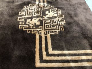 Auth: Antique Art Deco Chinese Rug NICHOLS Silky Chocolate Wool 9x12 Beauty NR 9