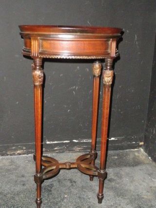 C.  1910 Flame Mahogany Sheraton Style Oval Side Table W/reed Legs