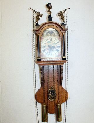 Old Wall Clock Friesian Dutch Schippertje Clock Vintage Moonphase Warmink Wuba 2