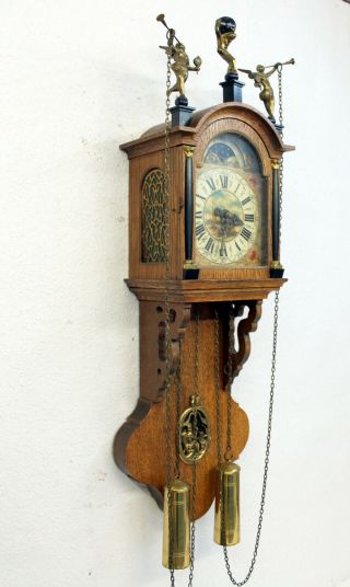 Old Wall Clock Friesian Dutch Schippertje Clock Vintage Moonphase Warmink Wuba 4