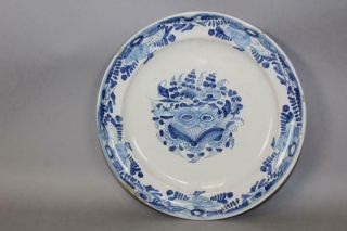 Rare Early 18th C Tin Glaze Faience Plate With Vibrant Blue Floral Decoration