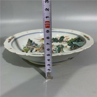 Chinese Old Marked Wucai Colored Characters Story Pattern Porcelain Plate 3