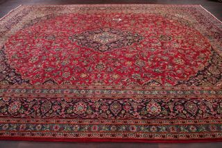 10x13 Semi - Antique Traditional Floral Oriental Area Rug Red Hand - Knotted Wool