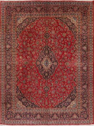10x13 SEMI - ANTIQUE TRADITIONAL FLORAL ORIENTAL AREA RUG RED HAND - KNOTTED WOOL 2