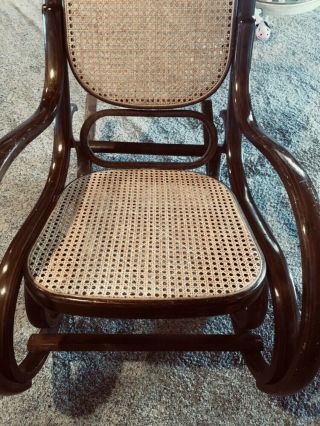 Vintage Bentwood Cane Rocker Dark Rocking Chair Thonet Style 5