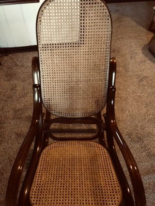 Vintage Bentwood Cane Rocker Dark Rocking Chair Thonet Style 6